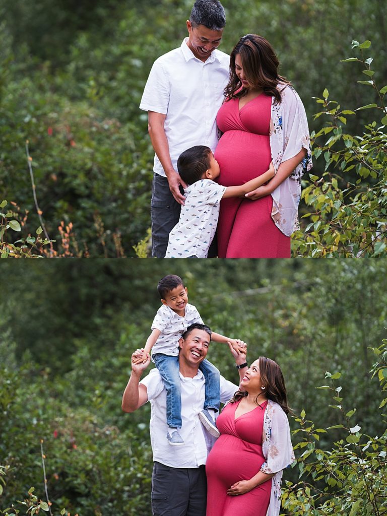 Family of three in Maternity photos by Seattle area photographer