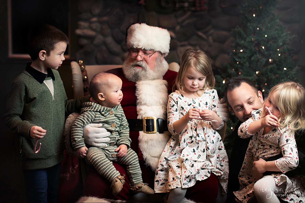 Four kids with Santa