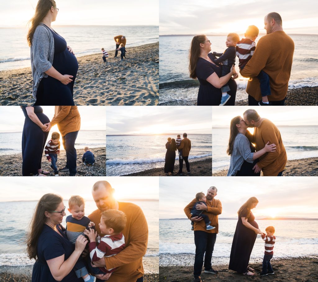 Maternity photos at Marina Beach Park for a family of four by Neyssa Lee Photography