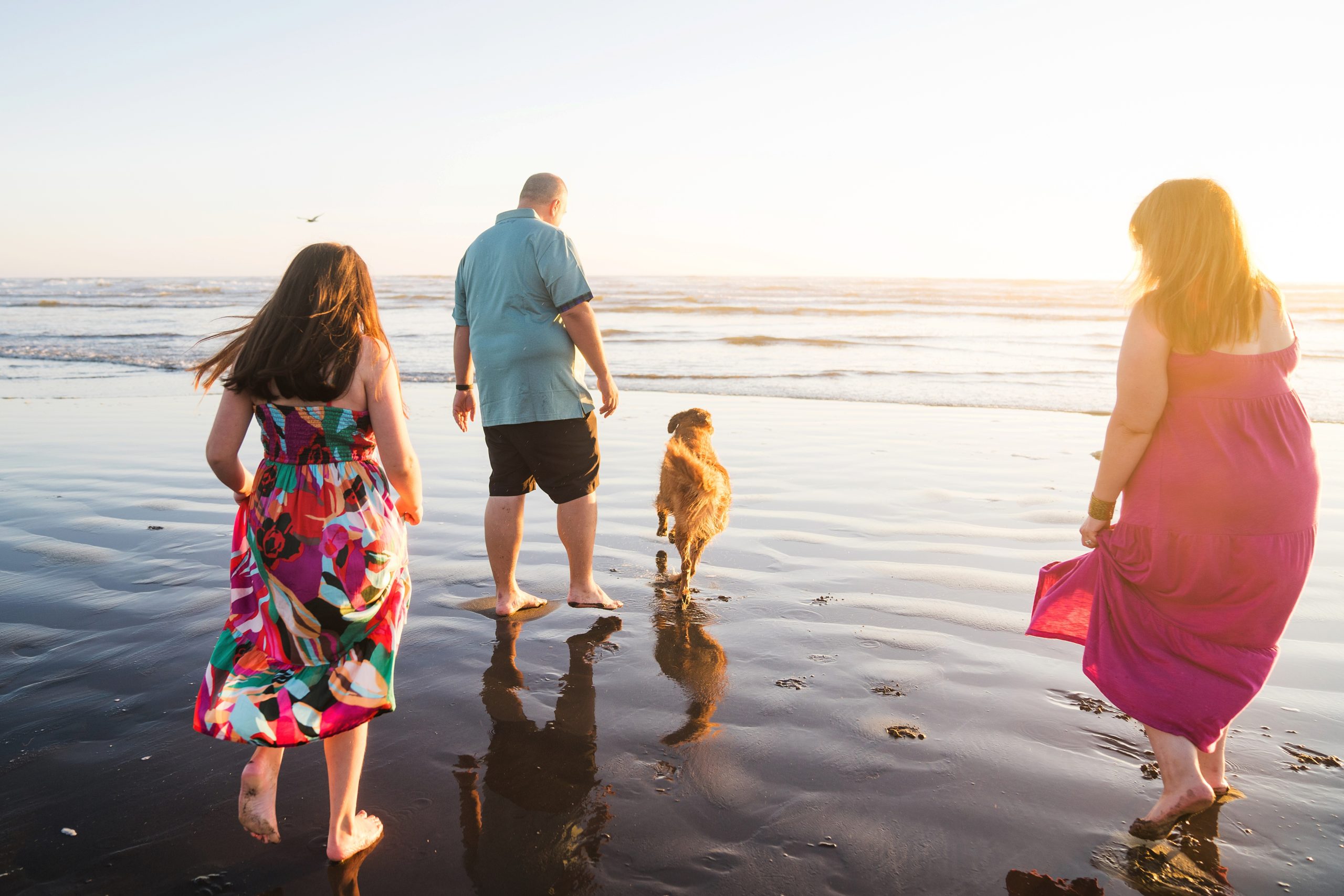family walking on Pacific Beach in Seabrook, WA