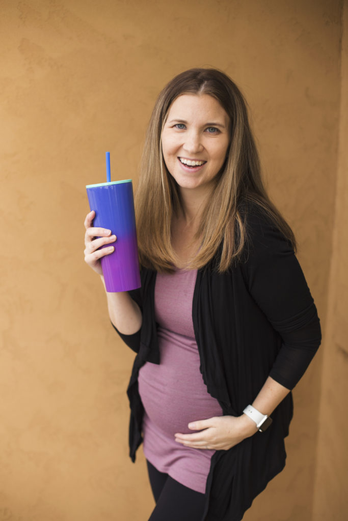 Seattle family photographer Neyssa Lee shares 5 daily habits, photo of woman standing with drink tumbler