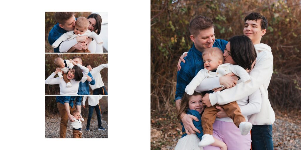 Family of 5 playful portraits by Snoqualmie photographer