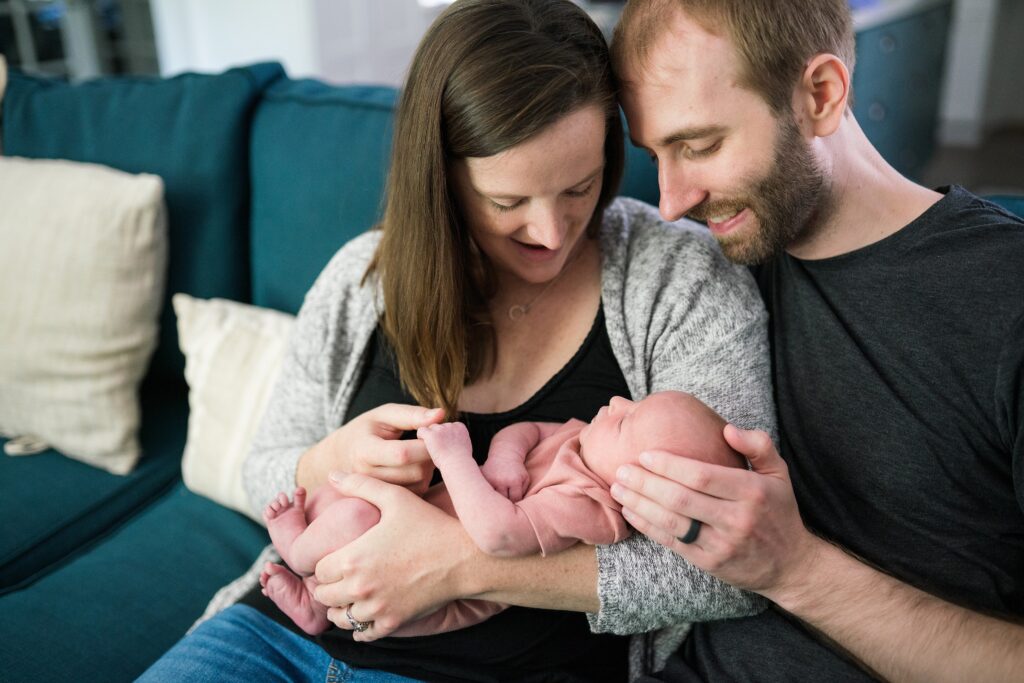 Seattle family newborn photo session with newborn safety as important
