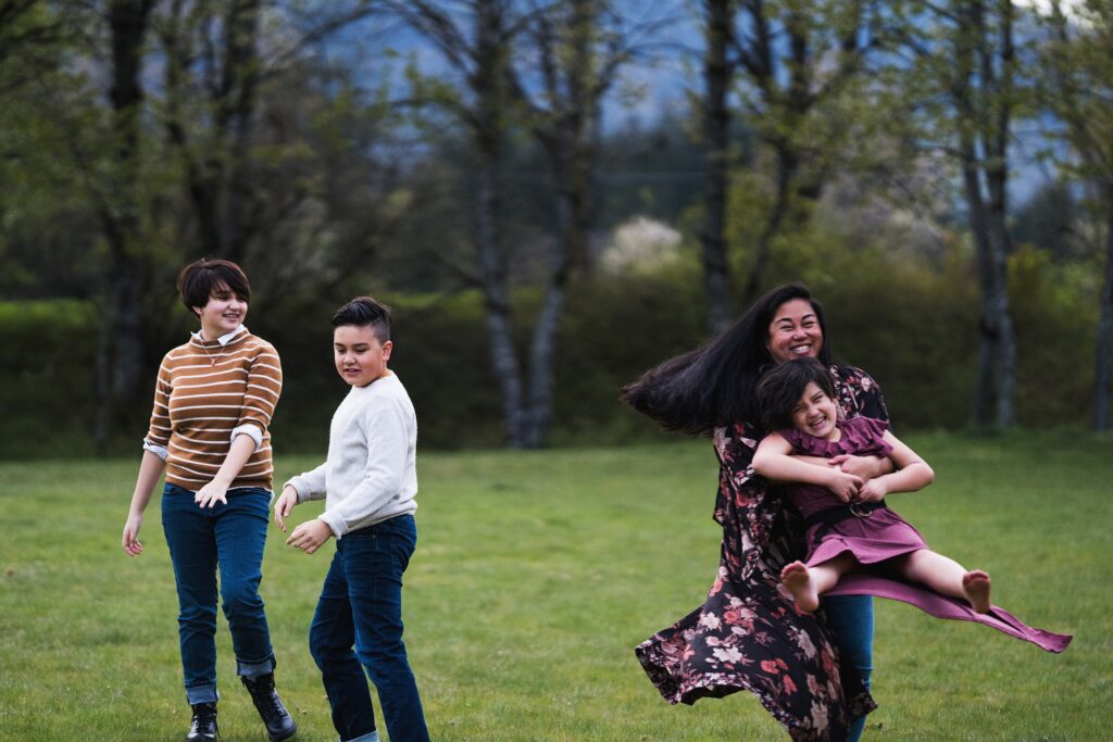 Playful family photos in North Bend, Wa