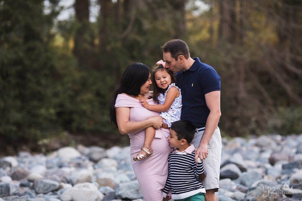 Connected family during maternity and family photo session in North Bend, Wa