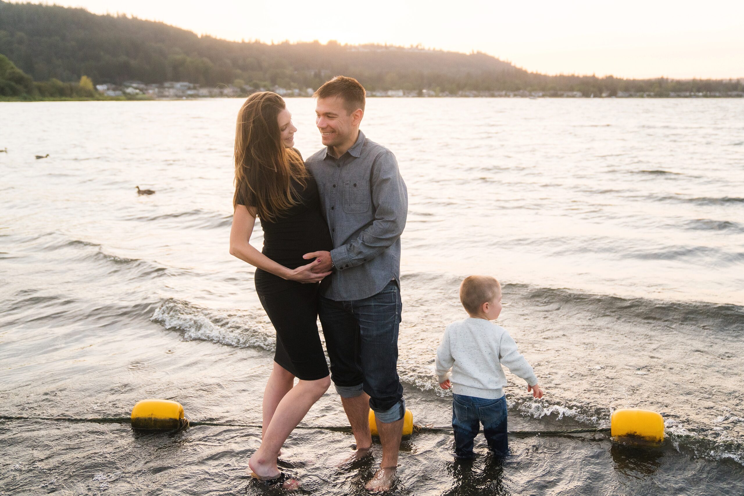 Lifestyle Maternity photo in Lake Sammamish with toddler nearby