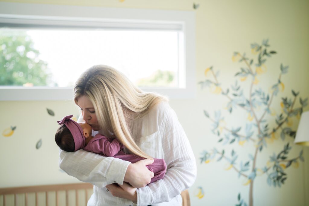 Mother and daugther during Seattle in-home newborn photo session