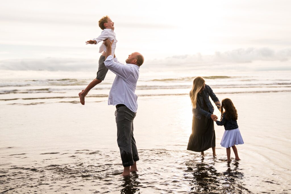 Seabrook family beach photo, playful family photos