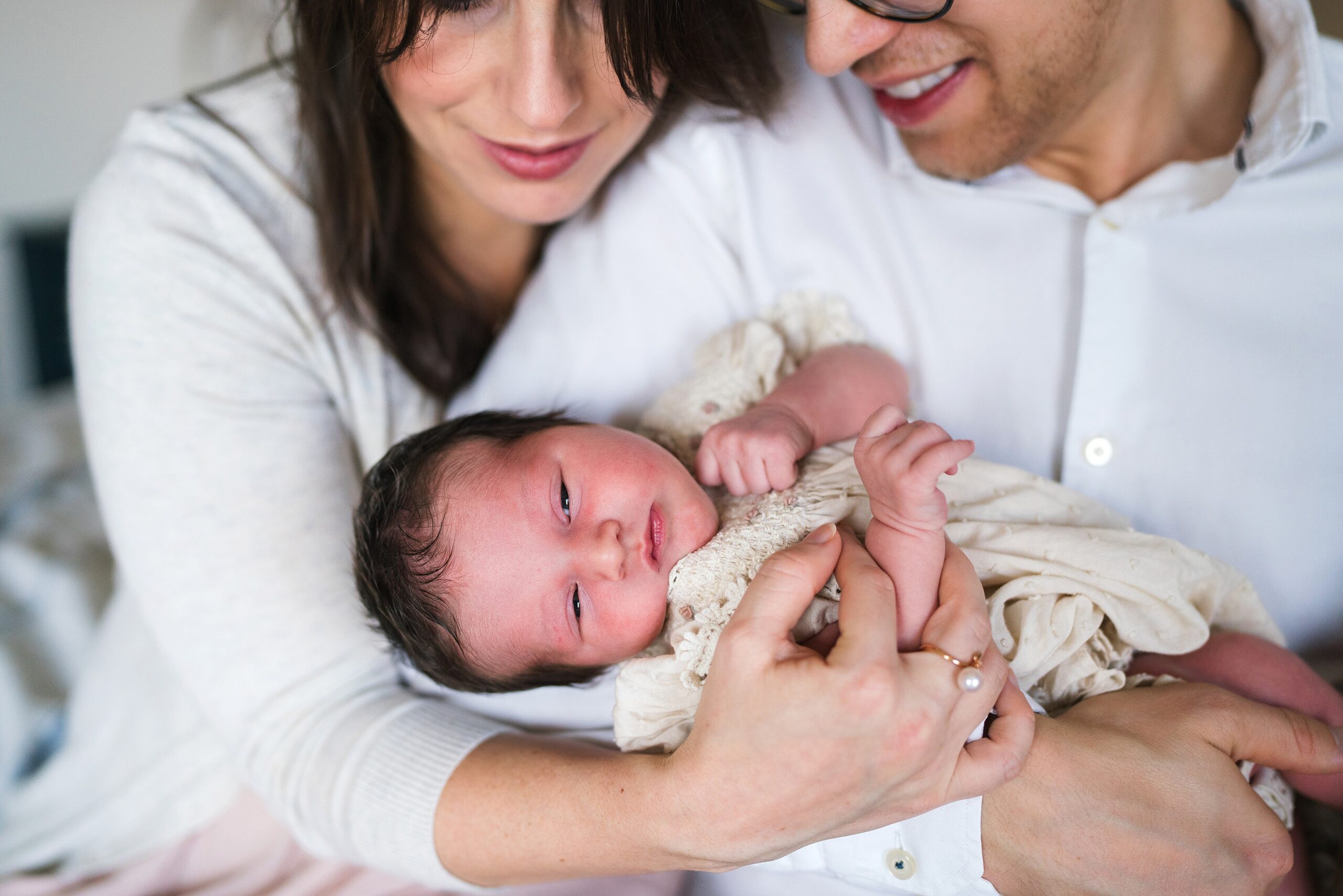 Seattle photo session for newborn, family with baby girl in home