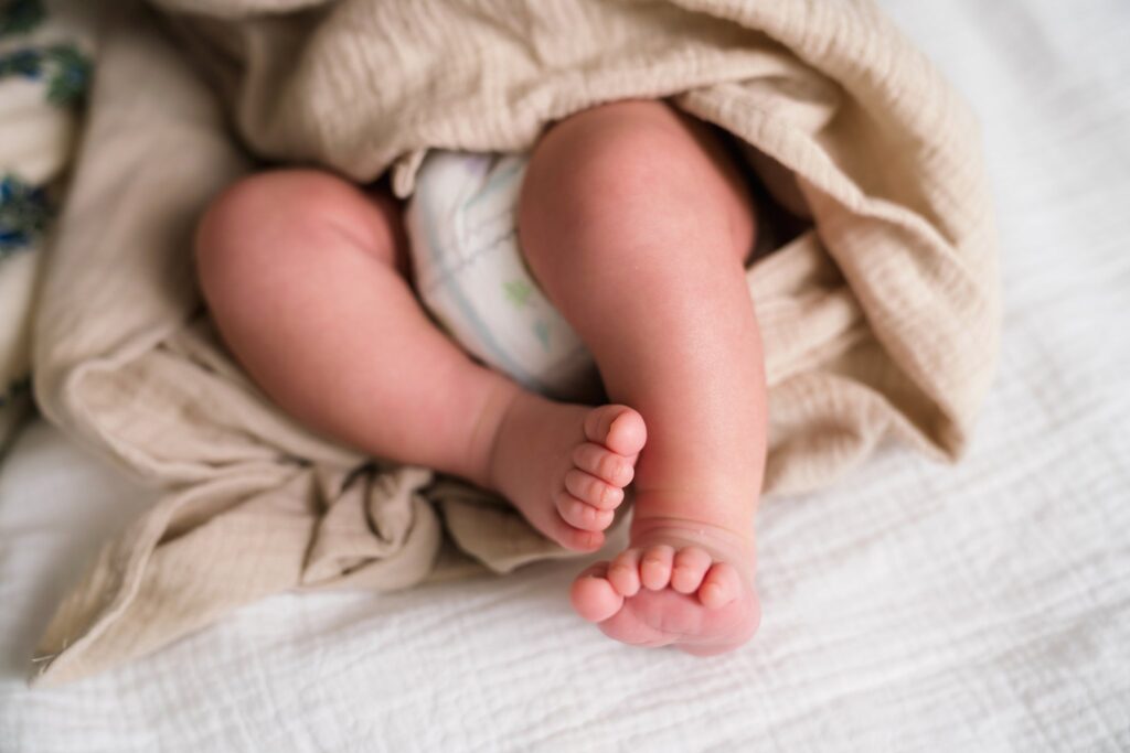 Newborn baby feet during an in home newborn photo session